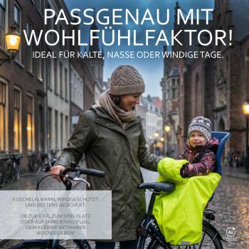 Preview: BAMBINIWELT Kinder Beinwärmer Beinabdeckung für Fahrradsitz, mit zusätzlichem Handmuff, kuscheliges Microflees, wind- und wasserabweisend
